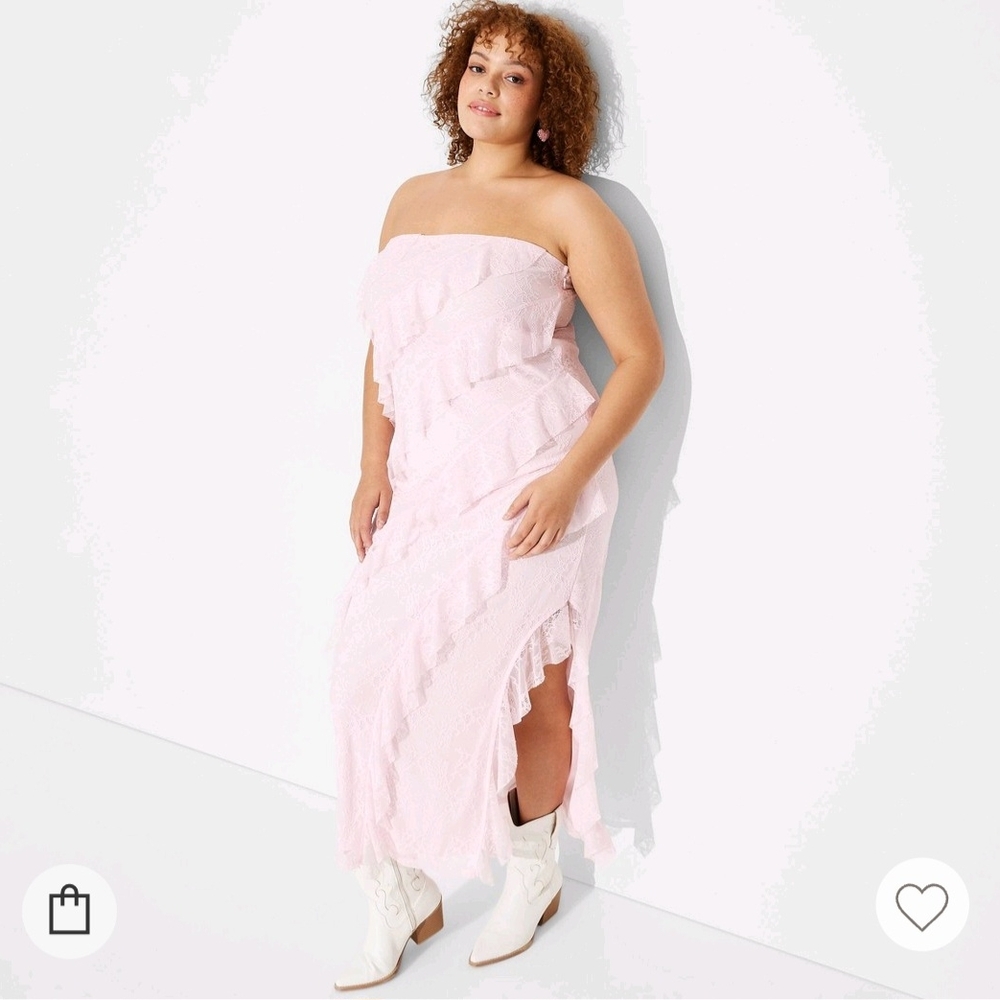 Pink Strapless Ruffle Dress